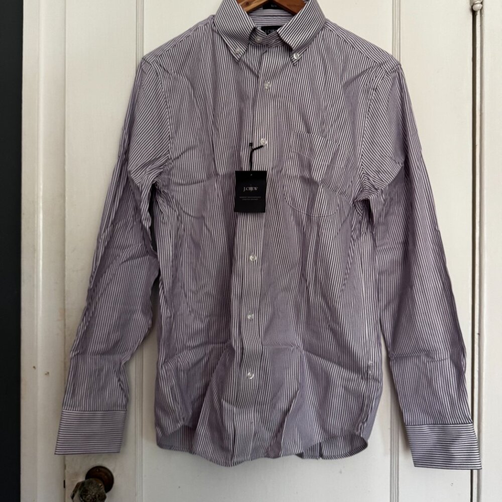 J Crew Slim Bowery stretch oxford shirt with button-down collar * Med * Violet - Picture 2 of 6